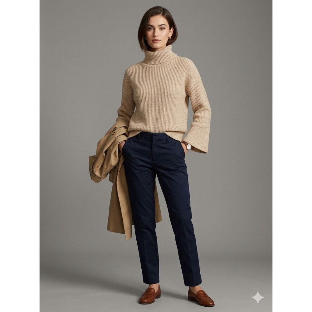 Joie Cashmere Ribbed L Turtleneck Sweater Cropped Beige Soft Pink